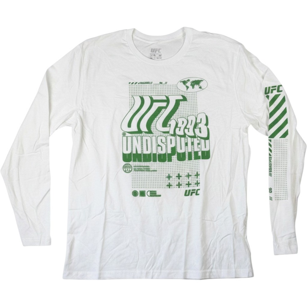 UFC Mens 1993 Undisputed Long Sleeve Graphic T-Shirt White Green XL UFCGMT030005